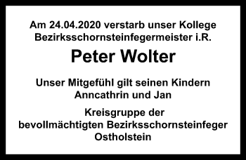 Traueranzeige von Peter Wolter von Lübecker Nachrichten