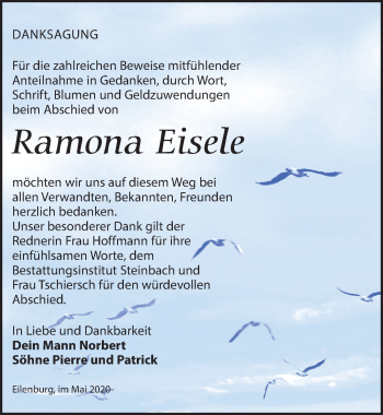 Traueranzeige von Ramona Eisele von Leipziger Volkszeitung