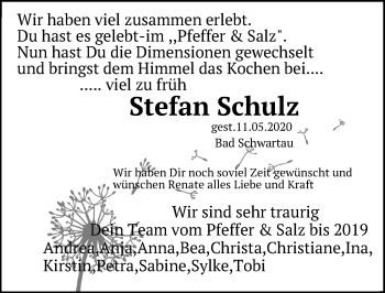 Traueranzeige von Stefan Schulz von Lübecker Nachrichten