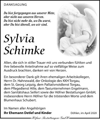 Traueranzeige von Sylvia Schimke von Torgauer Zeitung