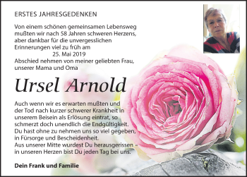 Traueranzeige von Ursel Arnold von Leipziger Volkszeitung