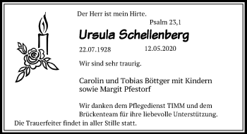 Traueranzeige von Ursula Schellenberg von Leipziger Volkszeitung