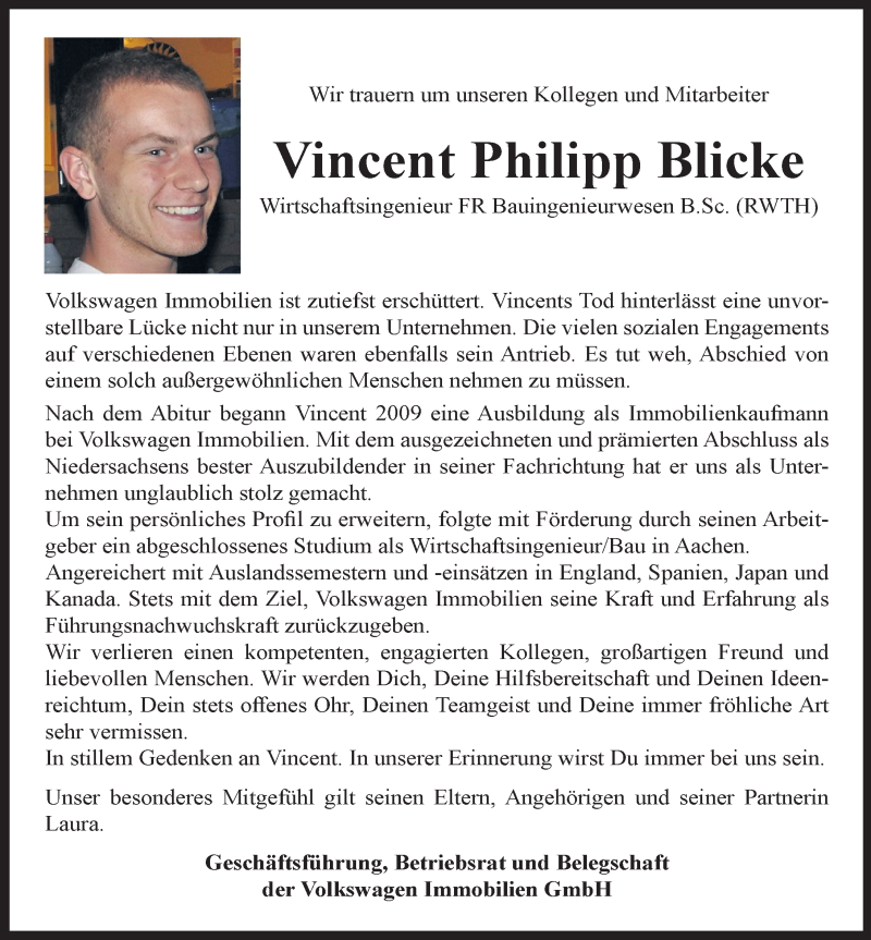  Traueranzeige für Vincent Philipp Blicke vom 02.05.2020 aus Aller Zeitung