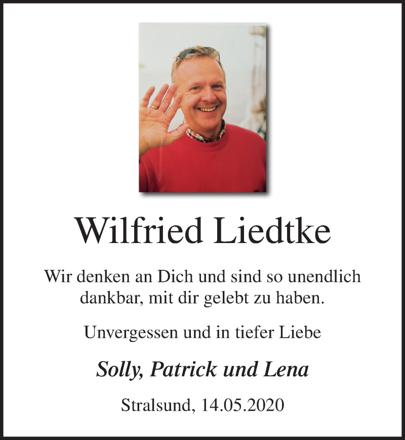  Traueranzeige für Wilfried Liedtke vom 14.05.2020 aus Ostsee-Zeitung GmbH