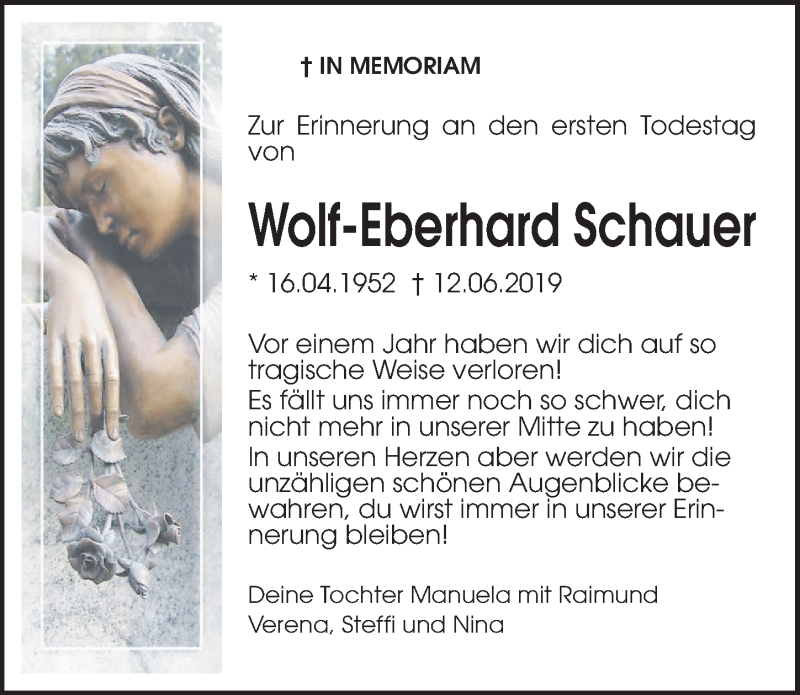  Traueranzeige für Wolf-Eberhard Schauer vom 12.06.2020 aus Hannoversche Allgemeine Zeitung