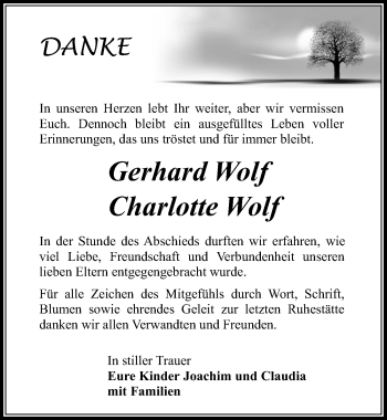 Traueranzeige von Charlotte Wolf von Märkischen Allgemeine Zeitung