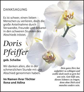 Traueranzeige von Doris Pfeiffer von Leipziger Volkszeitung