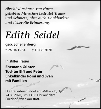 Traueranzeige von Edith Seidel von Leipziger Volkszeitung