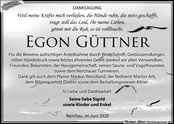 Traueranzeige von Egon Güttner von Leipziger Volkszeitung