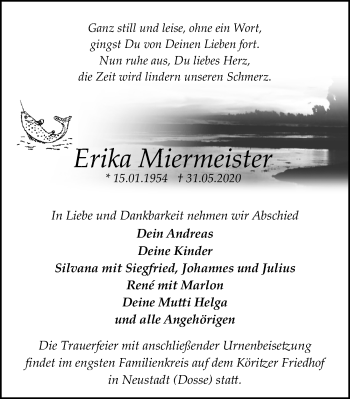 Traueranzeige von Erika Miermeister