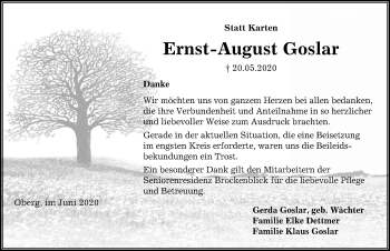Traueranzeige von Ernst-August Goslar von Peiner Allgemeine Zeitung