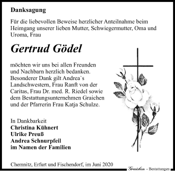 Traueranzeige von Gertrud Gödel von Leipziger Volkszeitung