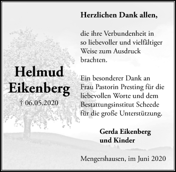 Traueranzeige von Helmud Eikenberg von Göttinger Tageblatt