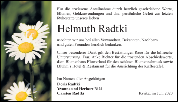 Traueranzeige von Helmuth Radtki