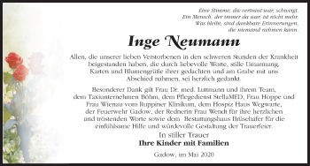 Traueranzeige von Inge Neumann von Märkischen Allgemeine Zeitung