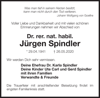Traueranzeige von Jürgen Spindler von Märkischen Allgemeine Zeitung