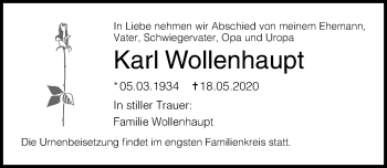 Traueranzeige von Karl Wollenhaupt von Ostsee-Zeitung GmbH
