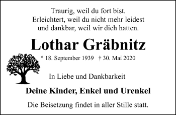 Traueranzeige von Lothar Gräbnitz von Ostsee-Zeitung GmbH
