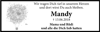 Traueranzeige von Mandy Wiese von Schaumburger Nachrichten