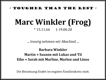 Traueranzeige von Marc Winkler von Göttinger Tageblatt