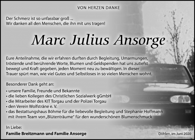  Traueranzeige für Marc Julius Ansorge vom 27.06.2020 aus Torgauer Zeitung