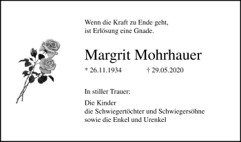Traueranzeige von Margrit Mohrhauer von Ostsee-Zeitung GmbH