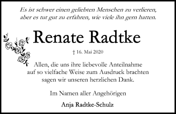 Traueranzeige von Renate Radtke von Lübecker Nachrichten