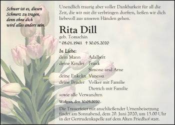 Traueranzeige von Rita Dill von Ostsee-Zeitung GmbH