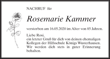 Traueranzeige von Rosemarie Kammer von Märkischen Allgemeine Zeitung