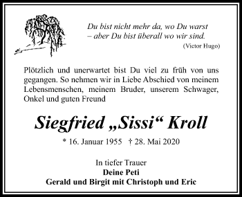 Traueranzeige von Siegfried Kroll von Märkischen Allgemeine Zeitung