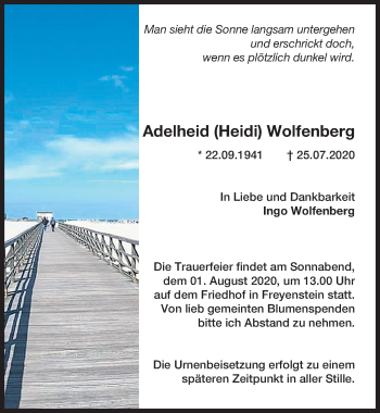 Traueranzeige von Adelheid  Wolfenberg von Märkischen Allgemeine Zeitung