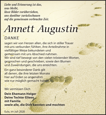 Traueranzeige von Annett Augustin von Leipziger Volkszeitung