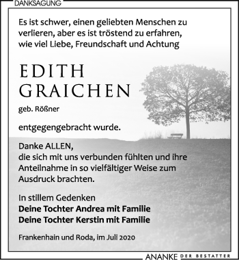 Traueranzeige von Edith Graichen von Leipziger Volkszeitung