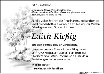 Traueranzeige von Edith Kießig von Leipziger Volkszeitung