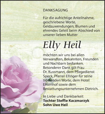 Traueranzeige von Elly Heil von Leipziger Volkszeitung