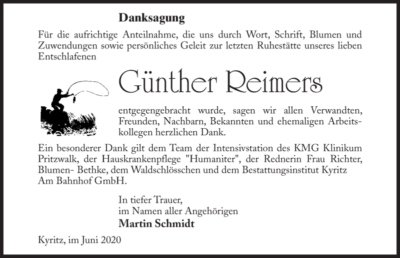  Traueranzeige für Günther Reimers vom 04.07.2020 aus Märkischen Allgemeine Zeitung