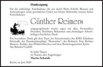 Traueranzeige von Günther Reimers von Märkischen Allgemeine Zeitung