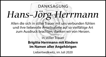 Traueranzeige von Hans-Jörg Herrmann von Leipziger Volkszeitung