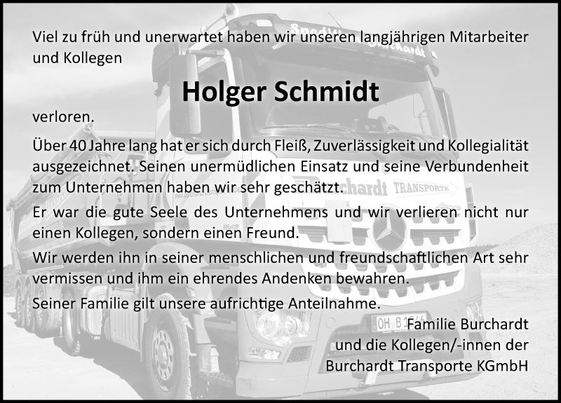  Traueranzeige für Holger Schmidt vom 01.07.2020 aus Lübecker Nachrichten