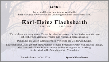 Traueranzeige von Karl-Heinz Flachsbarth von Hannoversche Allgemeine Zeitung/Neue Presse