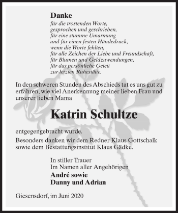 Traueranzeige von Katrin Schultze von Märkischen Allgemeine Zeitung