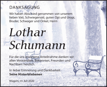 Traueranzeige von Lothar Schumann von Leipziger Volkszeitung