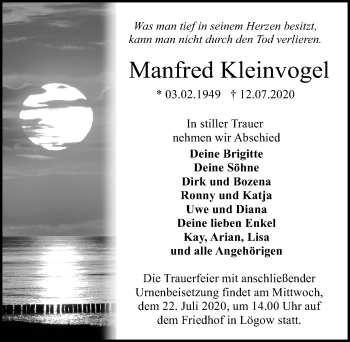 Traueranzeige von Manfred Kleinvogel