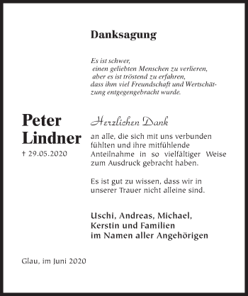 Traueranzeige von Peter Lindner von Märkischen Allgemeine Zeitung