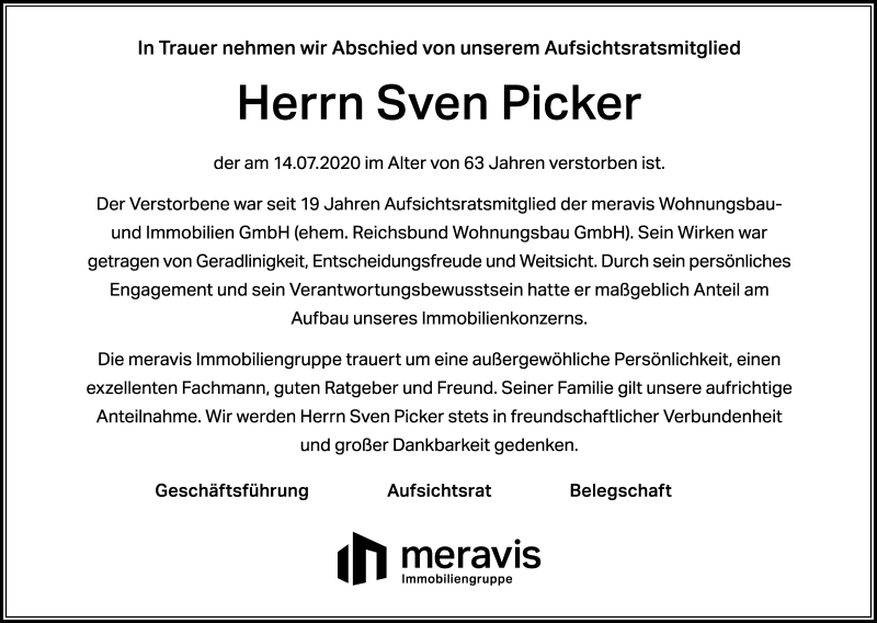  Traueranzeige für Sven Picker vom 25.07.2020 aus Kieler Nachrichten