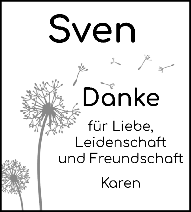  Traueranzeige für Sven Picker vom 25.07.2020 aus Kieler Nachrichten