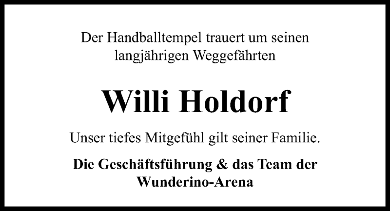  Traueranzeige für Willi Holdorf vom 11.07.2020 aus Kieler Nachrichten