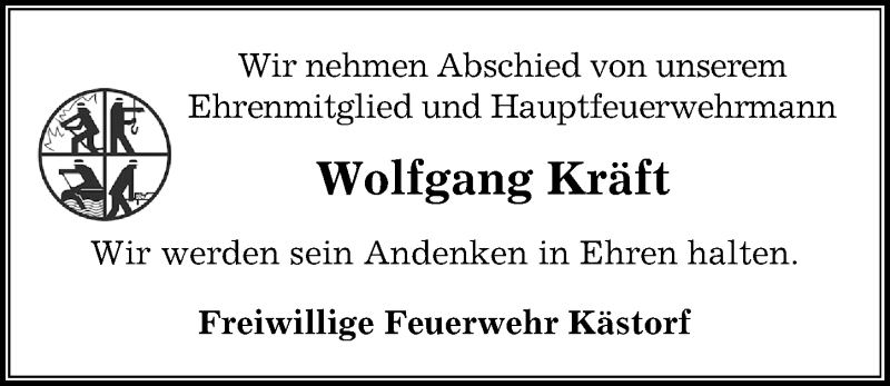  Traueranzeige für Wolfgang Kräft vom 04.07.2020 aus Aller Zeitung