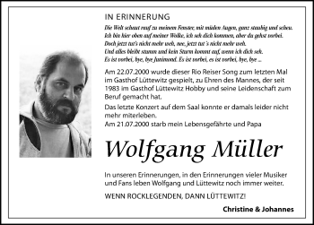 Traueranzeige von Wolfgang Müller von Leipziger Volkszeitung