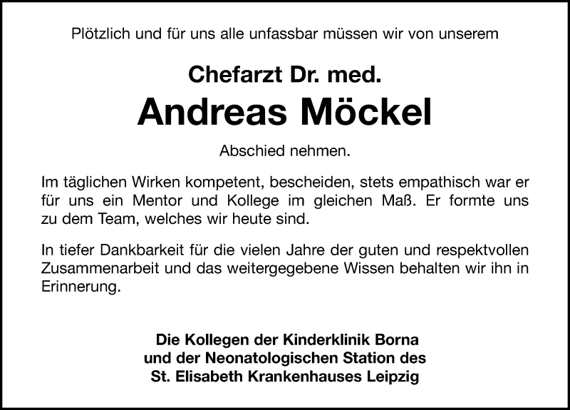  Traueranzeige für Andreas Möckel vom 08.08.2020 aus Leipziger Volkszeitung
